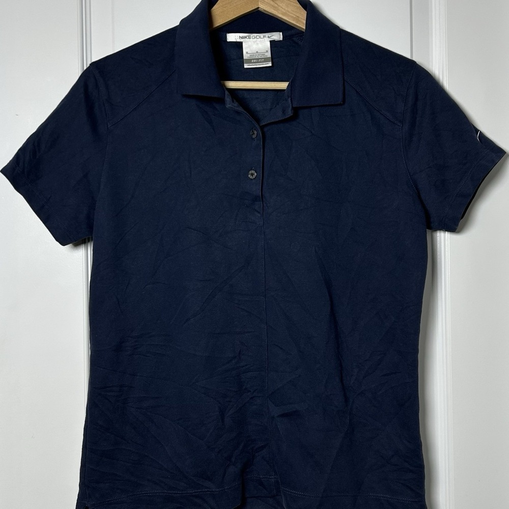 Nike Golf Navy Blue Dri-Fit Short Sleeve Polo Shirt Athleisure Preppy Style